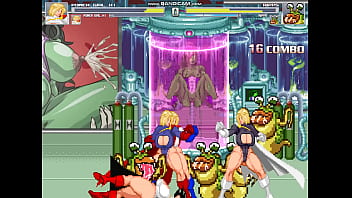 Mugen super busty heroine vs sluggs in the lab