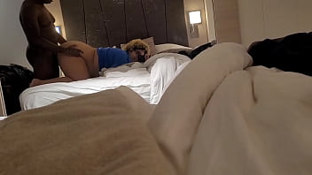 Fucking my thick girlfriend in front of the hotel mirror