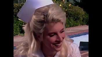 Female doctor sucks guy's dick on deck chair while her friend licks her pussy