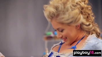 Big boobed amateur blondie riding on husbands cock