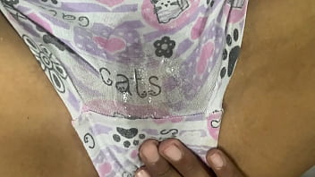 The hottest pussy rubbing and cumshot on little stepsister's pussy