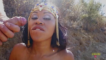 Hottie with dark hair fucking with a stranger in different poses outdoors