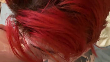 Pretty amateur girlfriend with hairy cunt sucking a dick pov