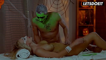 Halloween oiled massage for beautiful busty babe letsdoeit