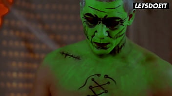 Halloween oiled massage for beautiful busty babe letsdoeit