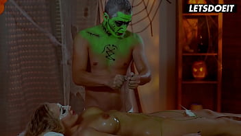 Halloween oiled massage for beautiful busty babe letsdoeit