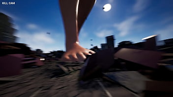 Hopeless city crumbles under giantess