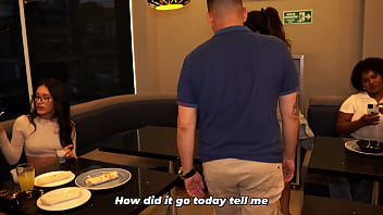 Lovers get hot and heavy and end up fucking in the restaurant's public bathroom