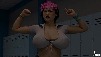 Big tit emo girl plays with a fat cock after class