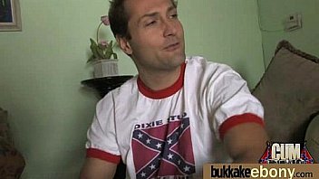 Hot ebony chick in interracial gangbang 13