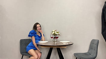 Our date ends with her tight pussy fucked hard on the couch in wild sex