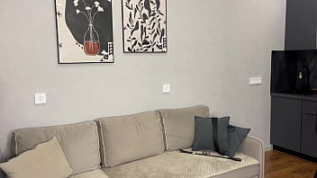 Our date ends with her tight pussy fucked hard on the couch in wild sex