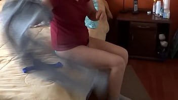 Stepbrother jerks off while watching me masturbate sticks his finger in my ass