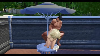 Blonde billie eilish gets bbc from drake on patio table