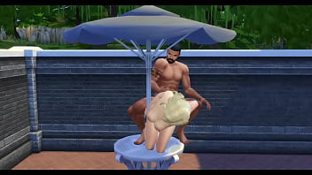 Blonde billie eilish gets bbc from drake on patio table