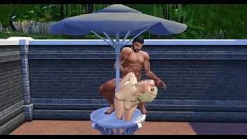 Blonde billie eilish gets bbc from drake on patio table