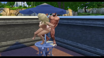 Blonde billie eilish gets bbc from drake on patio table