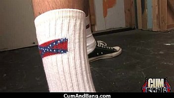 Ebony babe sucks group of white guys 17