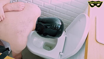 Slave gets fucked and fisted with head in toilet