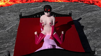 Girl in devil costume grinds furry boyfriend