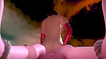 Girl in devil costume grinds furry boyfriend