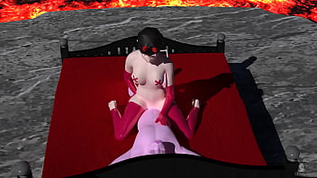 Girl in devil costume grinds furry boyfriend