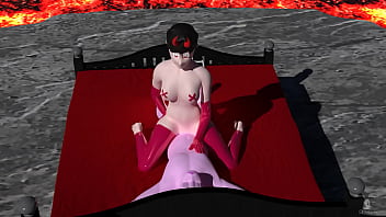 Girl in devil costume grinds furry boyfriend