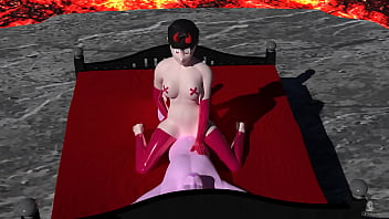 Girl in devil costume grinds furry boyfriend