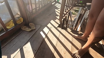 A nice blowjob on the terrace overlooking the beach