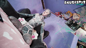 Tattooed model live show with anal play