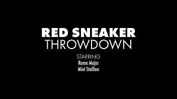 Mini stallion in red sneakers rides rome major's thick hard cock