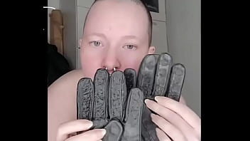 Leather vampire gloves wank