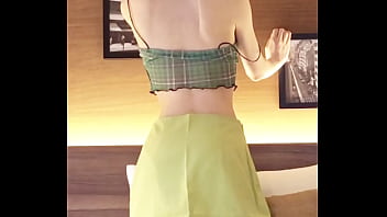 Japanese beautiful girl wearing a navel baring outfit