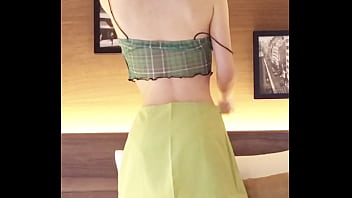 Japanese beautiful girl wearing a navel baring outfit