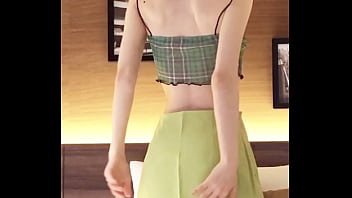 Japanese beautiful girl wearing a navel baring outfit