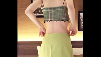 Japanese beautiful girl wearing a navel baring outfit