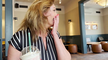 Public pov blowjob from hot big tits milf julia north inside coffee shop