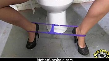 Natural cute black teen tries out gloryhole 1