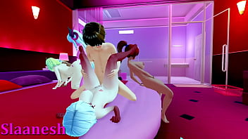 Slaanesh and friends meet to have a good time in a love hotel