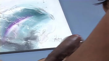 Brunette babe rides his big black boner