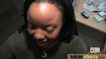 Hot ebony bukkake gangbang 17