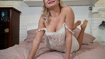 Kristina in short summer dress and shiny tan pantyhose teasing