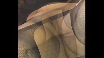 Beruka in open fishnet pantyhose showing her wet pussy
