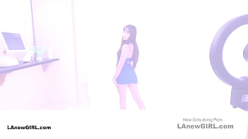 Stunning brunette fucks producer