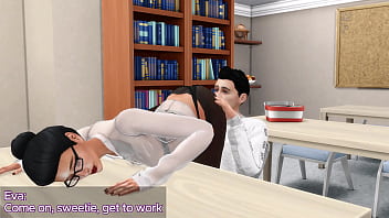 Young teacher helps student to correct grades porn with young