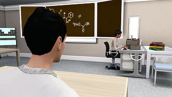 Young teacher helps student to correct grades porn with young