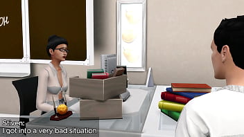 Young teacher helps student to correct grades porn with young