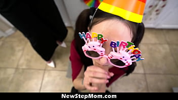 Birthday boy's bad day turns into a perv's paradise with his stepmom and stepsister's help newstepmom