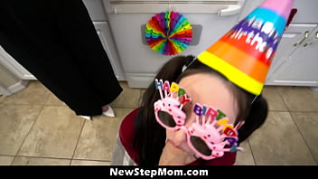 Birthday boy's bad day turns into a perv's paradise with his stepmom and stepsister's help newstepmom