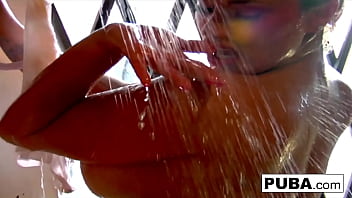 Hot blonde fucks herself